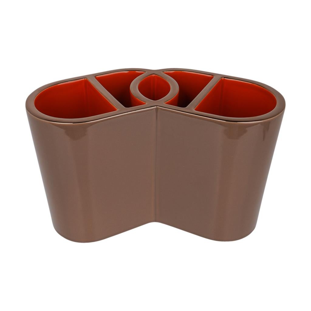 da uomo o donna Vaso Hermes Odyssee Etoupe/Terracotta con rifiniture in oro Nuovo con Scatola
