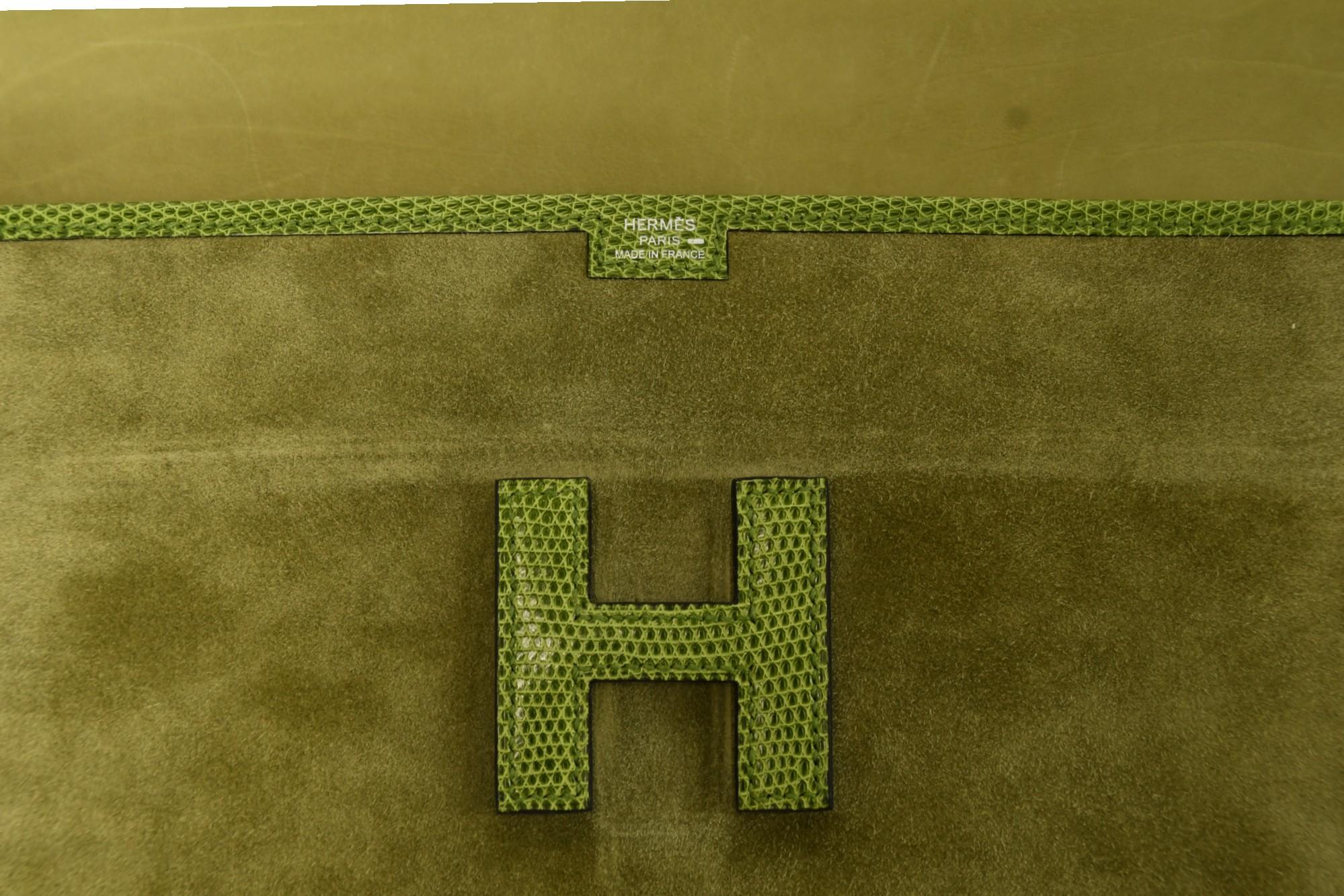 Hermès Veau Doblis Eidechse Jige Elan 29 Clutch Bleu Ocean  Exotische Zierleisten im Angebot 3