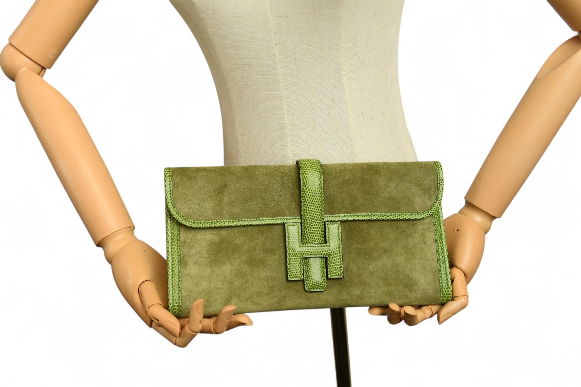 Hermès Veau Doblis Eidechse Jige Elan 29 Clutch Bleu Ocean  Exotische Zierleisten im Angebot 4