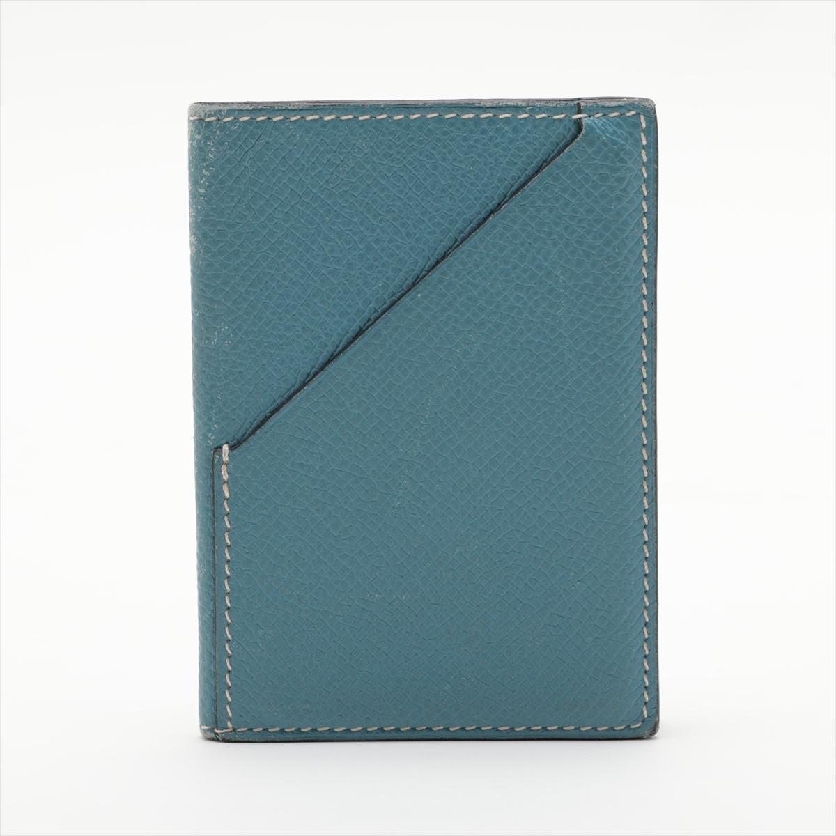 The Hermès Veau Epsom Card Case in Blue is a luxurious and practical accessory designed for the modern individual. Crafted from high-quality Veau Epsom leather, known for its fine grain texture and durability, the card case exudes understated
