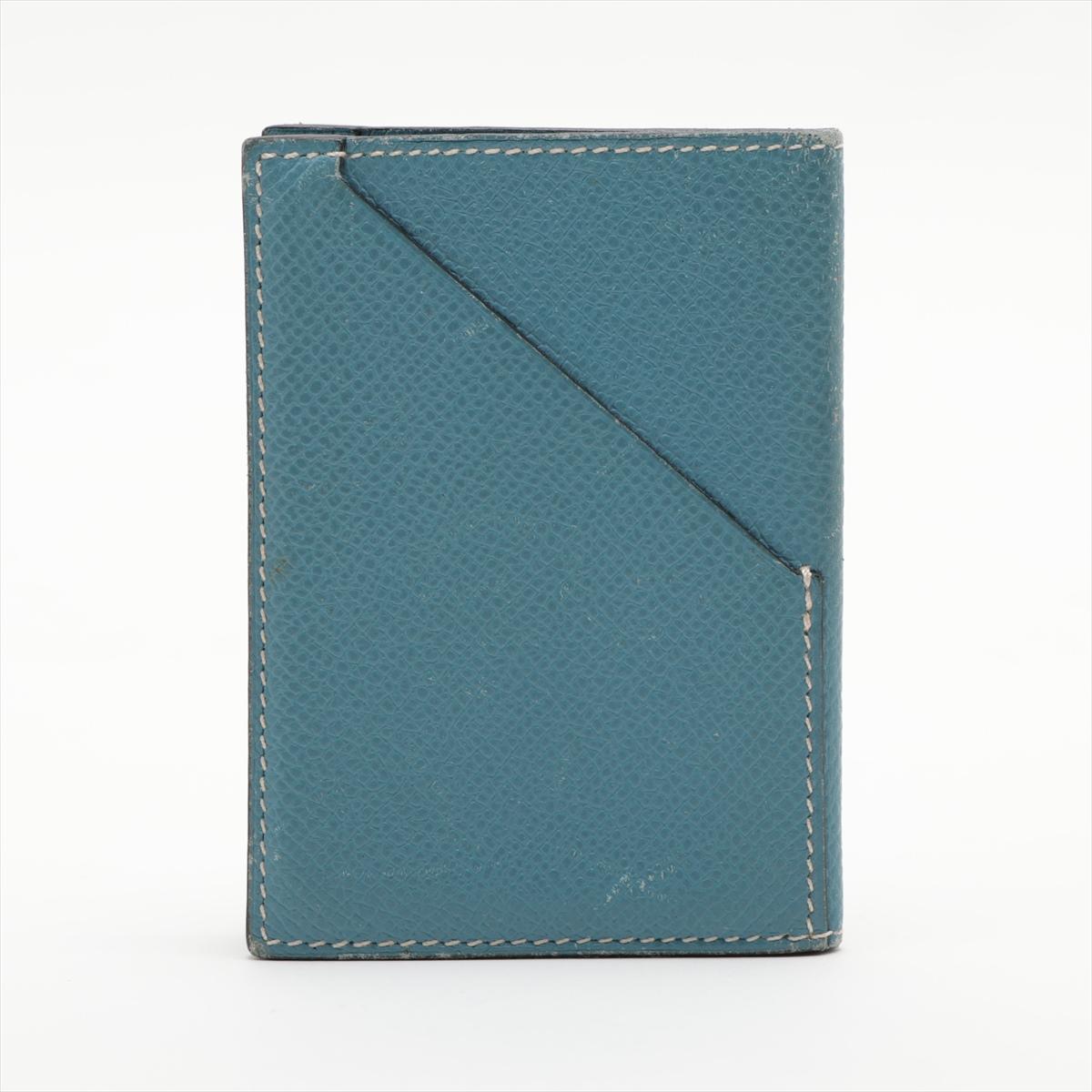 Hermès Veau Epsom Card Case Blue Bon état - En vente à Indianapolis, IN