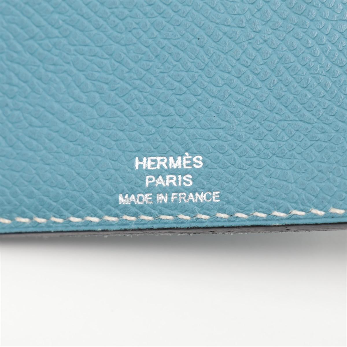 Hermès Veau Epsom Card Case Blue en vente 2