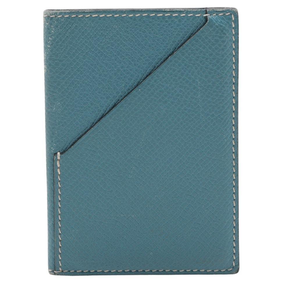 Hermès Veau Epsom Card Case Blue For Sale