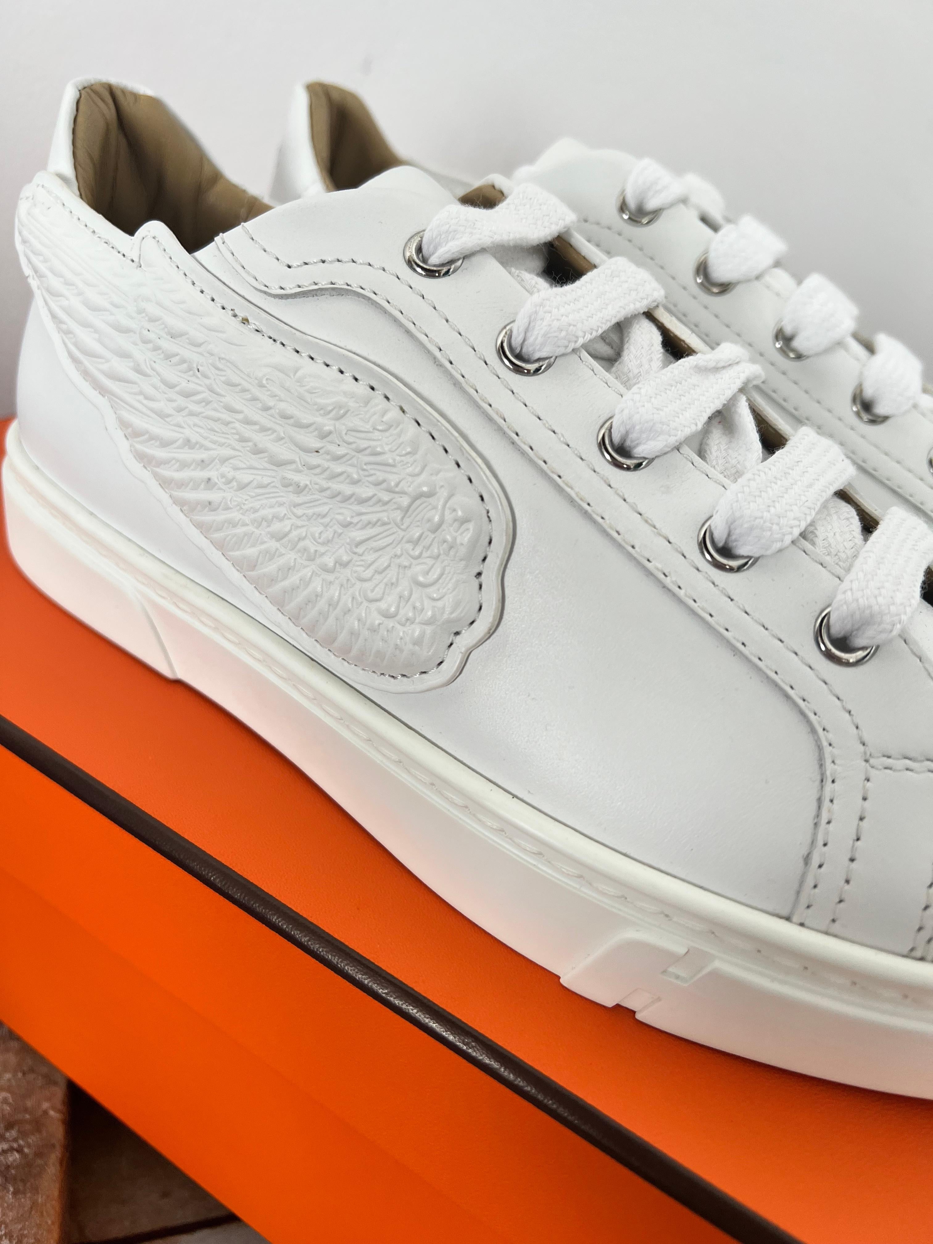 Hermès Velvet Veau white sneaker with wings size 37.5 1