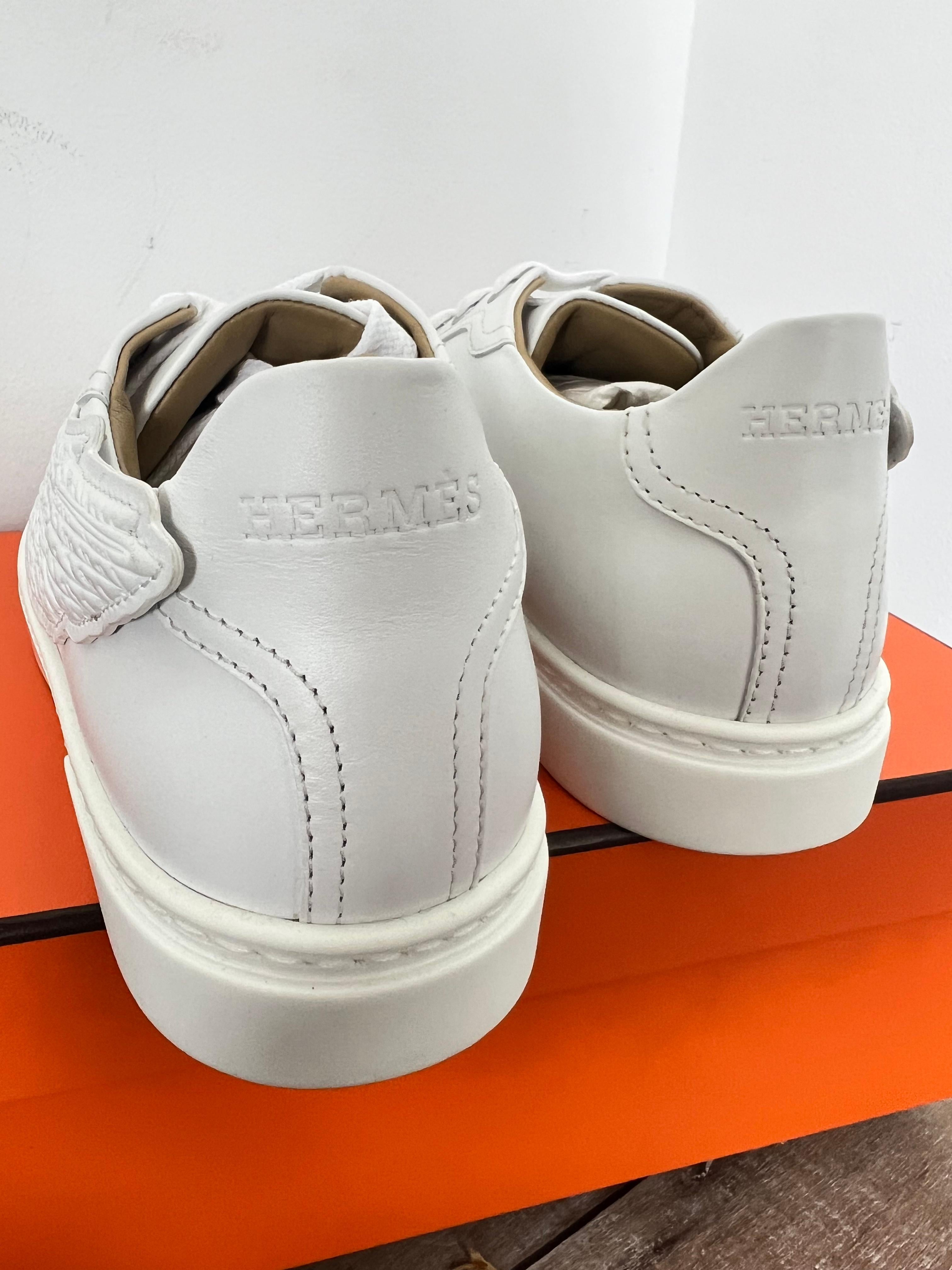 Hermès Velvet Veau white sneaker with wings size 37.5 3