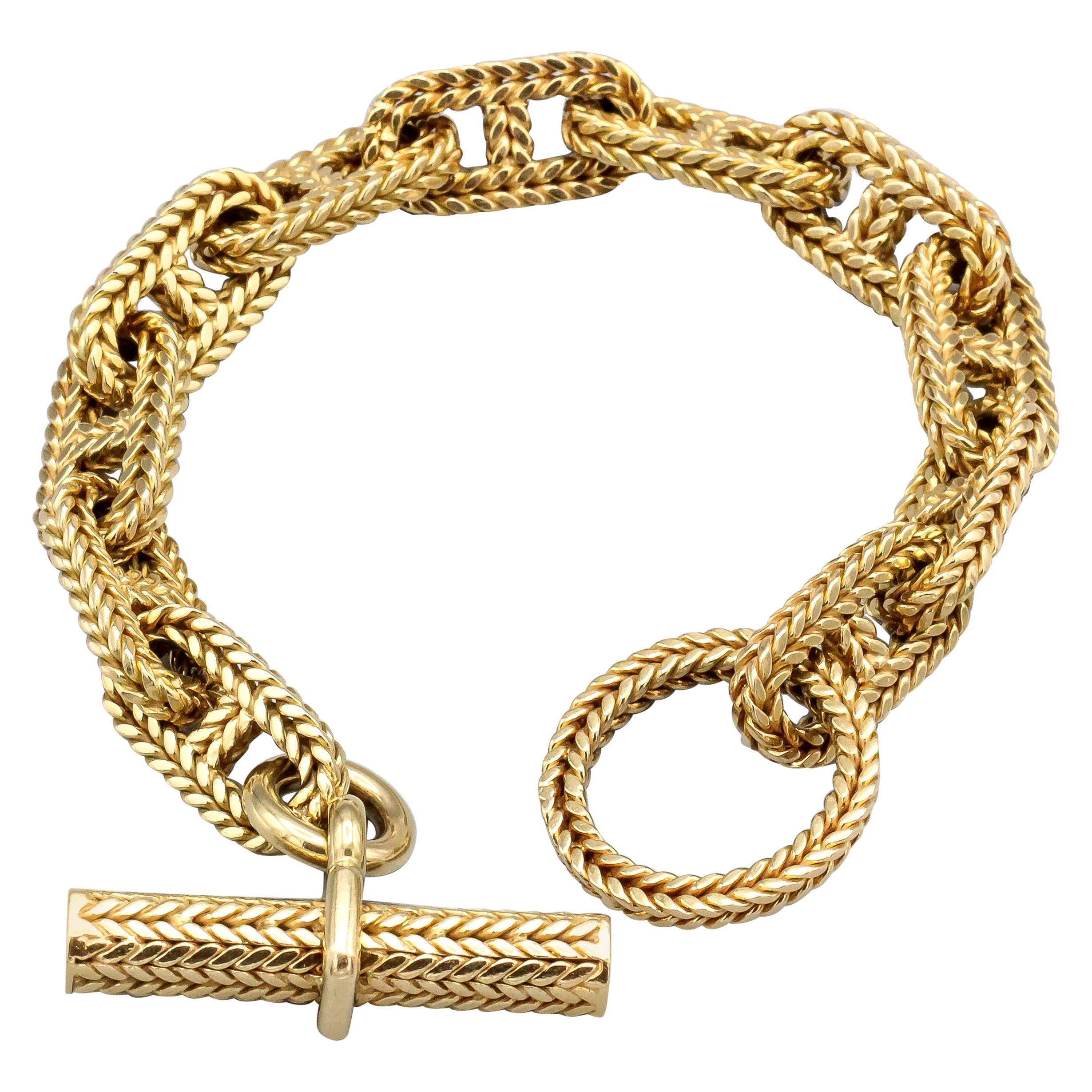 Hermès Vendome Large GM Chaine D''Ancre Tresse Gold Toggle Link Bracelet