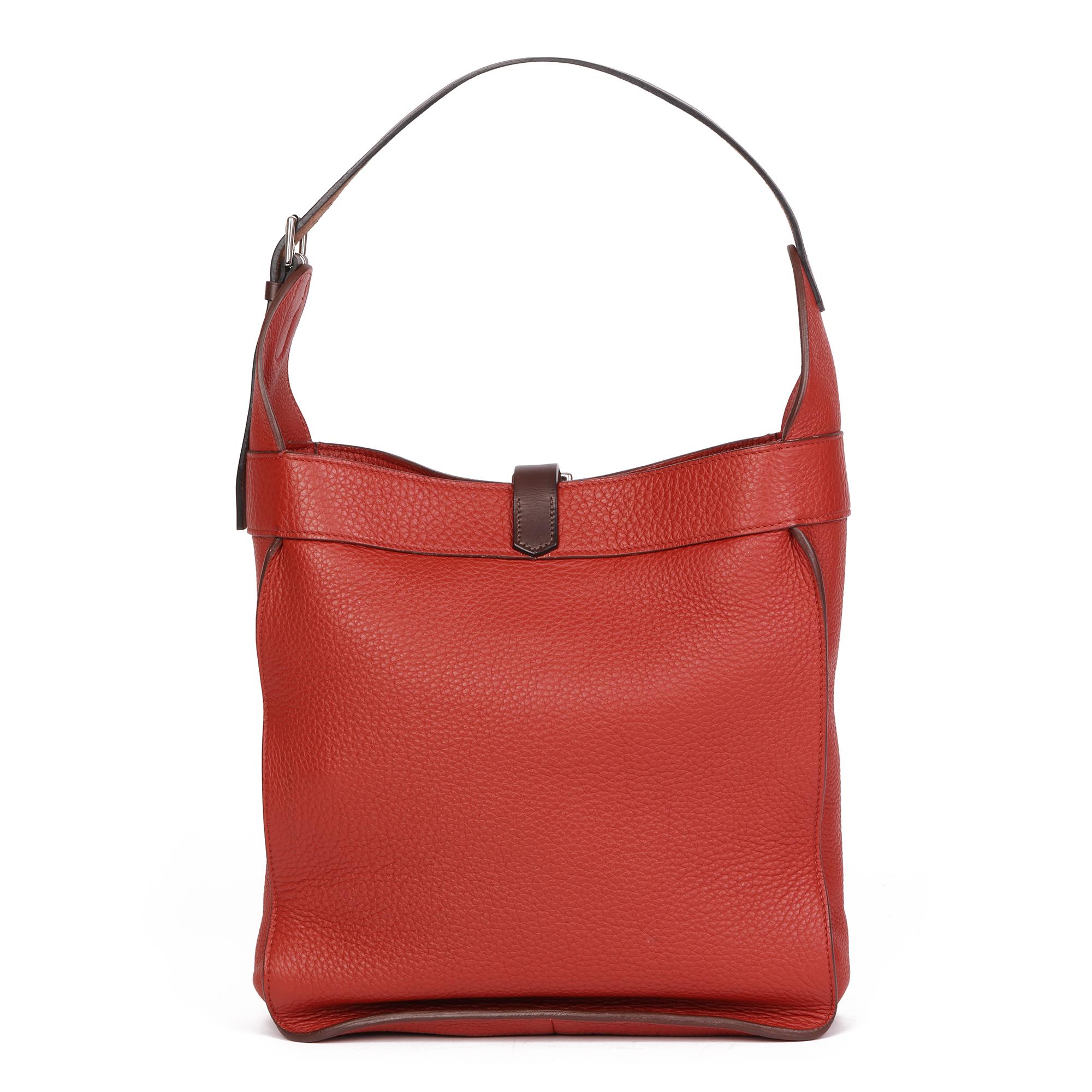 Women's Hermès Venetian Red Clemence Leather & Ebene Vache Hunter Leather