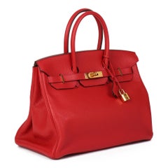 HERMÈS Vermillion Clemence Leather Birkin 35cm Retourne