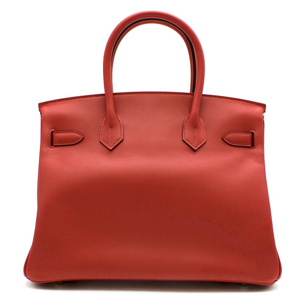 Hermes Vermillion Swift Leder 30cm Tressage Birkin - Komplettset im Zustand „Hervorragend“ in London, GB