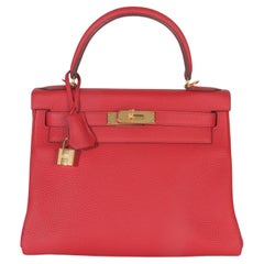 Hermès Vermillion Togo Retourne Kelly 28 GHW