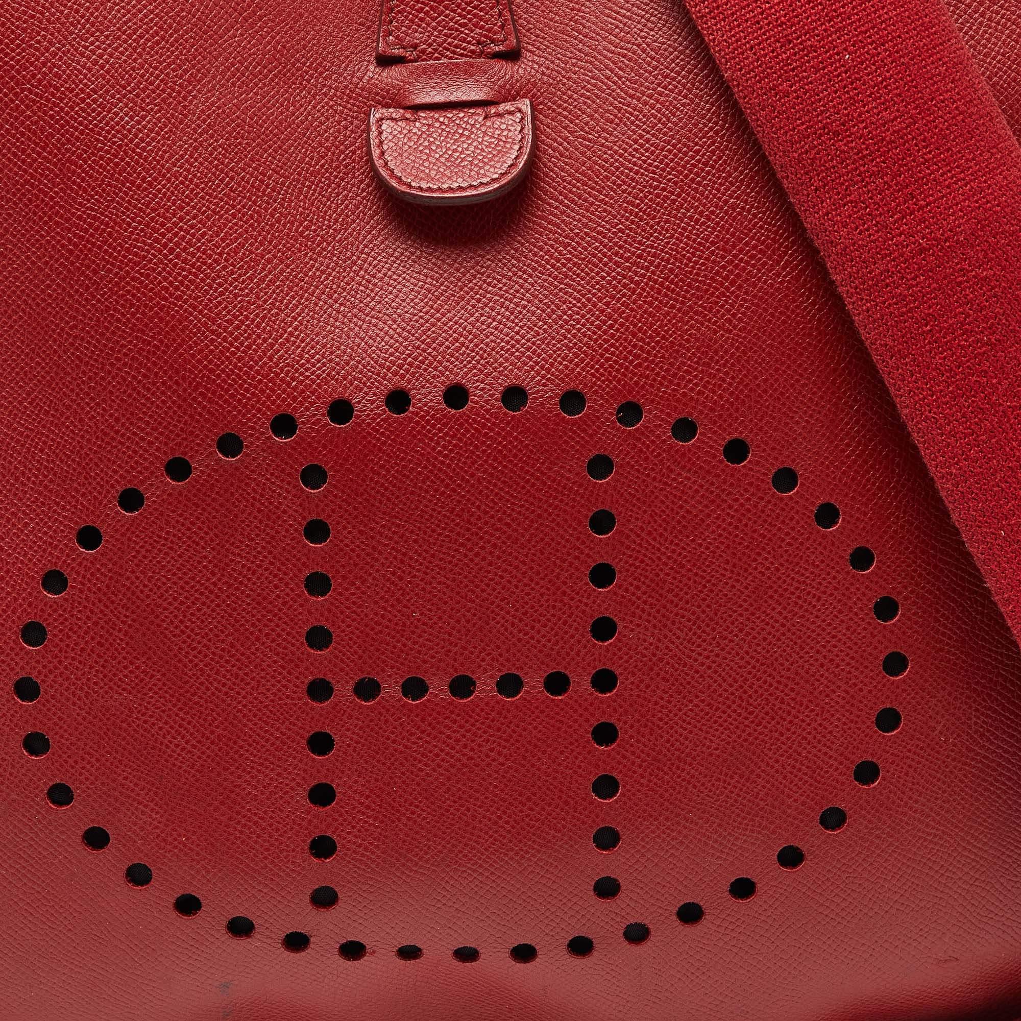 Hermes Vermillon Epsom Leather Evelyne II GM Bag 7