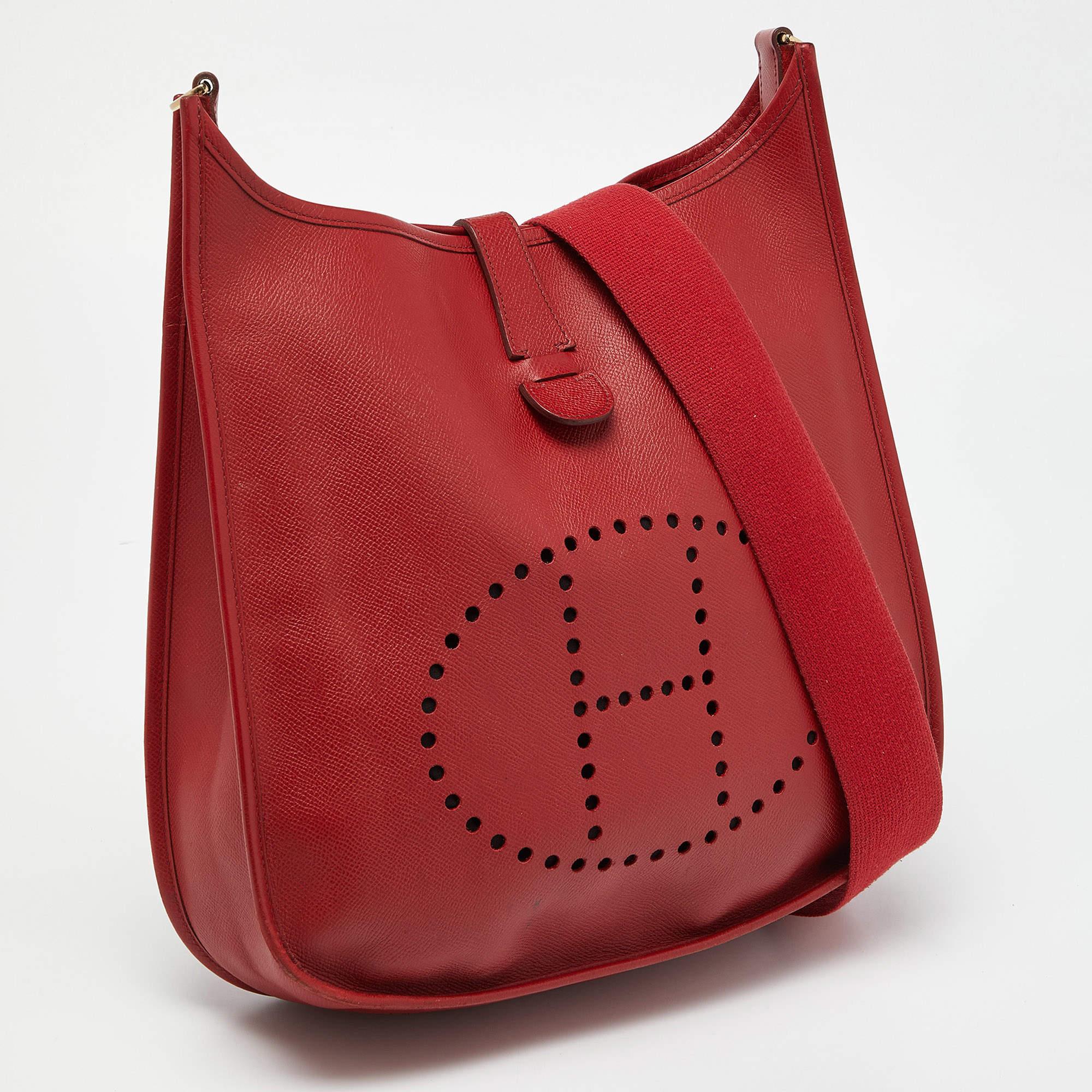 Women's Hermes Vermillon Epsom Leather Evelyne II GM Bag