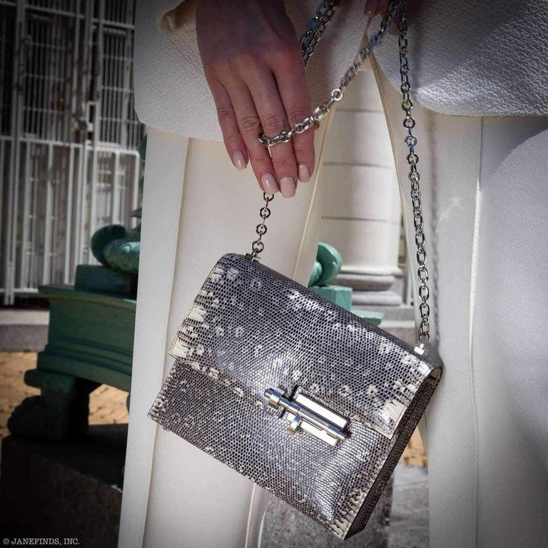 Hermès Verrou Chain Ombre Lizard Palladium Hardware Crossbody Bag