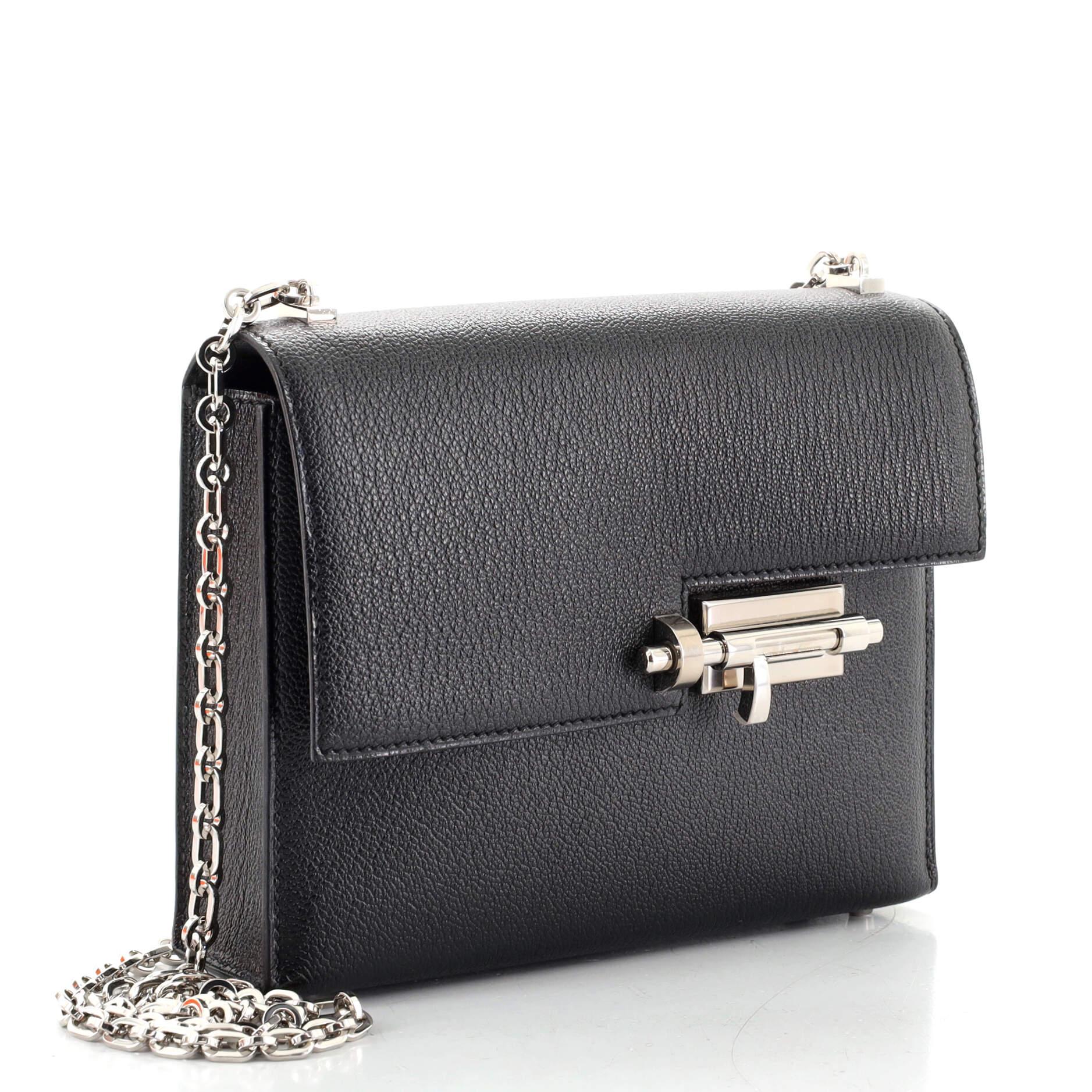 Condition: Great. Creasing on exterior, minor indentations and scuffs underneath flap and in interior, scratches on hardware.
Accessories: No Accessories
Measurements: Height 5