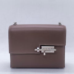Hermes Verrou Chaine Mini Tasche Box Leder grau SHW Silber Hardware Stempel Y