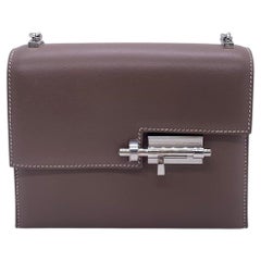 Hermes Verrou Chaine Mini Tasche Box Leder grau SHW Silber Hardware Stempel Y