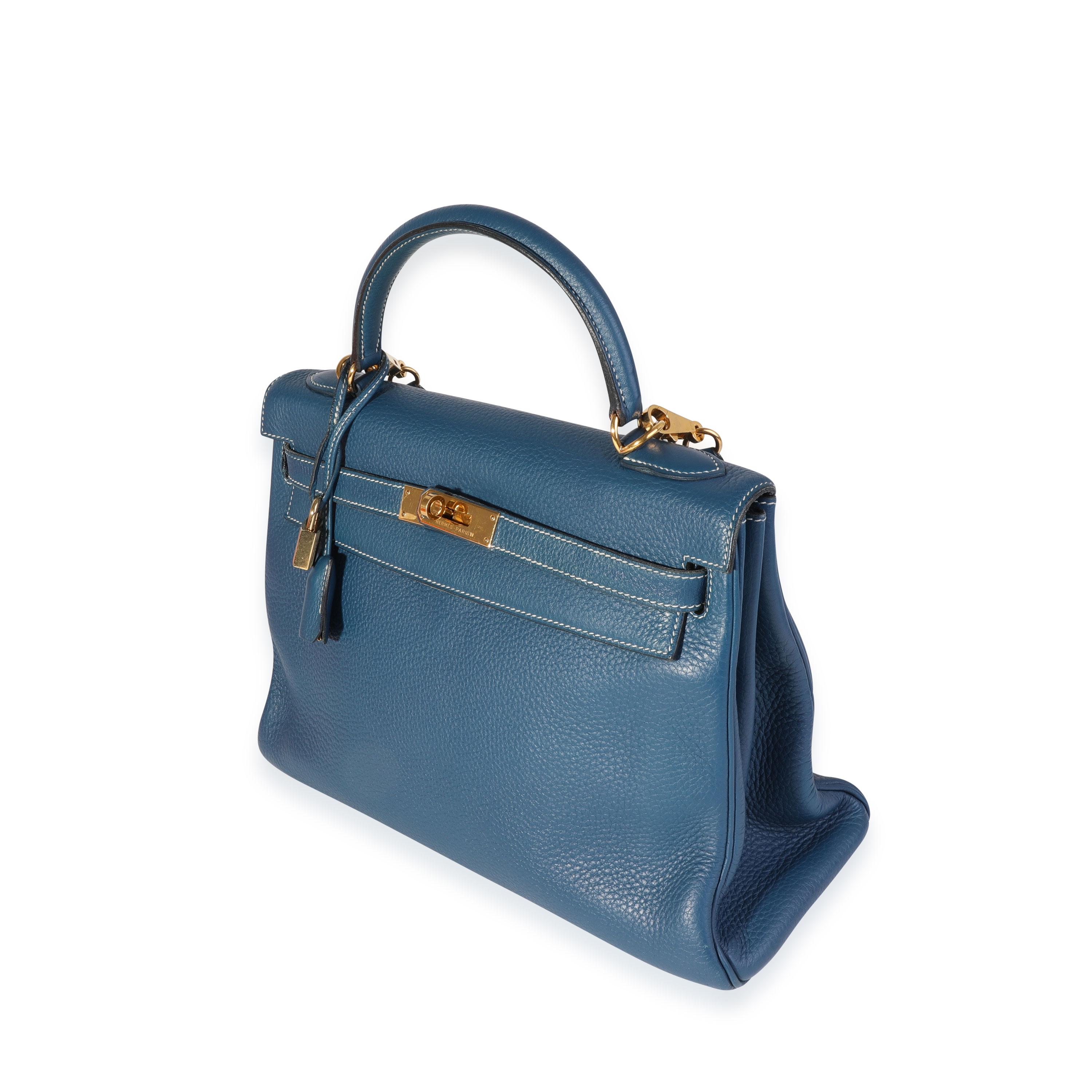 Hermès Verso Bleu Thalassa & Bleu Jean Clémence Retourne Kelly 32 GHW In condizioni ottime a New York, NY