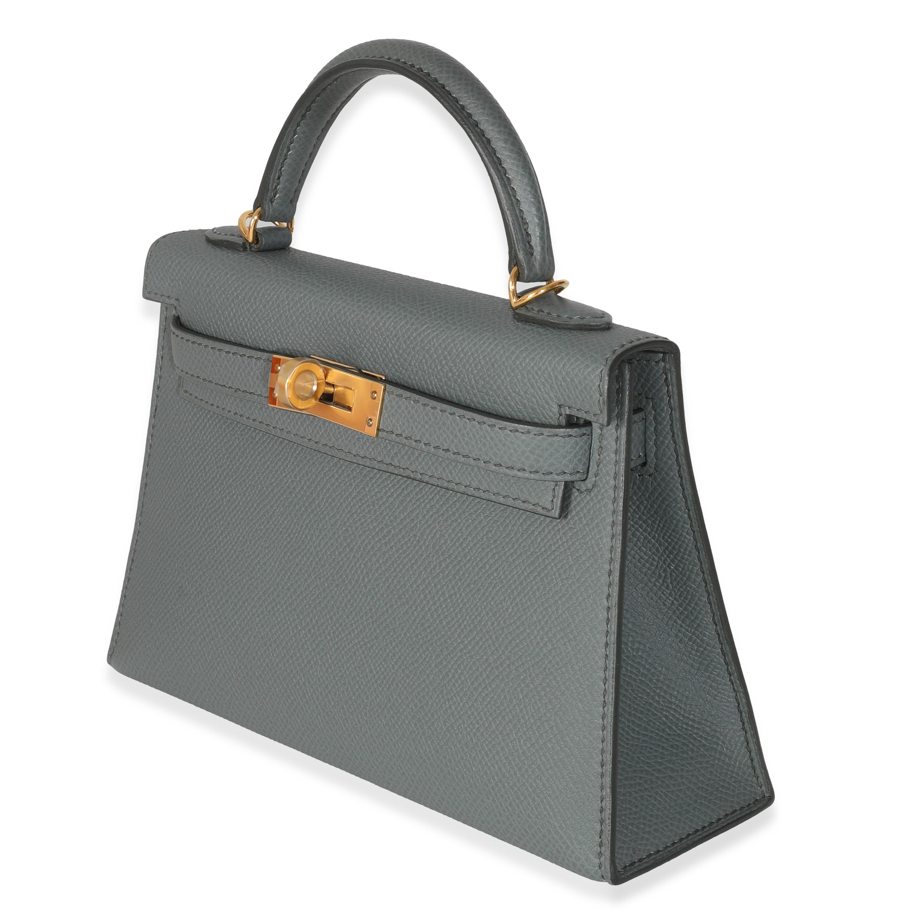 Grigio Hermès Vert Amande Epsom Mini Kelly II 20 GHW in vendita
