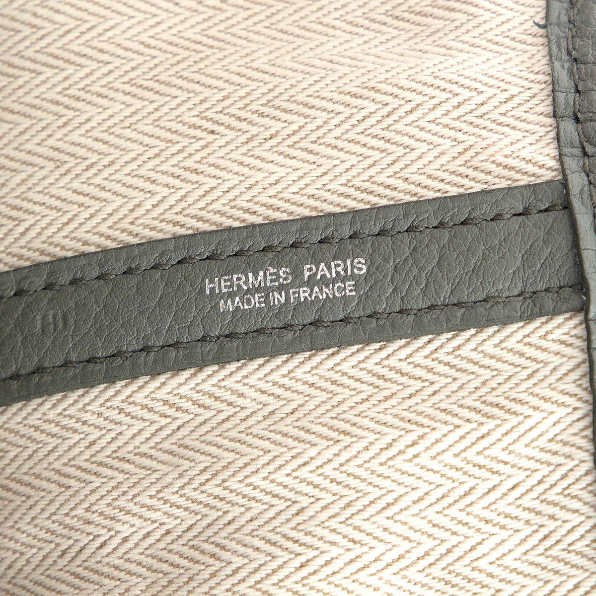 Gray HERMES Vert Amande grey Negonda leather GARDEN PARTY 36 Bag