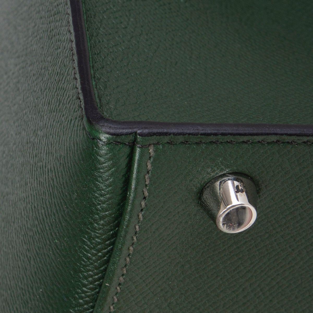 HERMES Vert Anglais green Epsom leather & Palladium KELLY 35 Sellier Bag 5