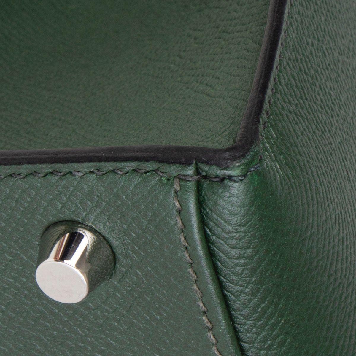 HERMES Vert Anglais green Epsom leather & Palladium KELLY 35 Sellier Bag 6