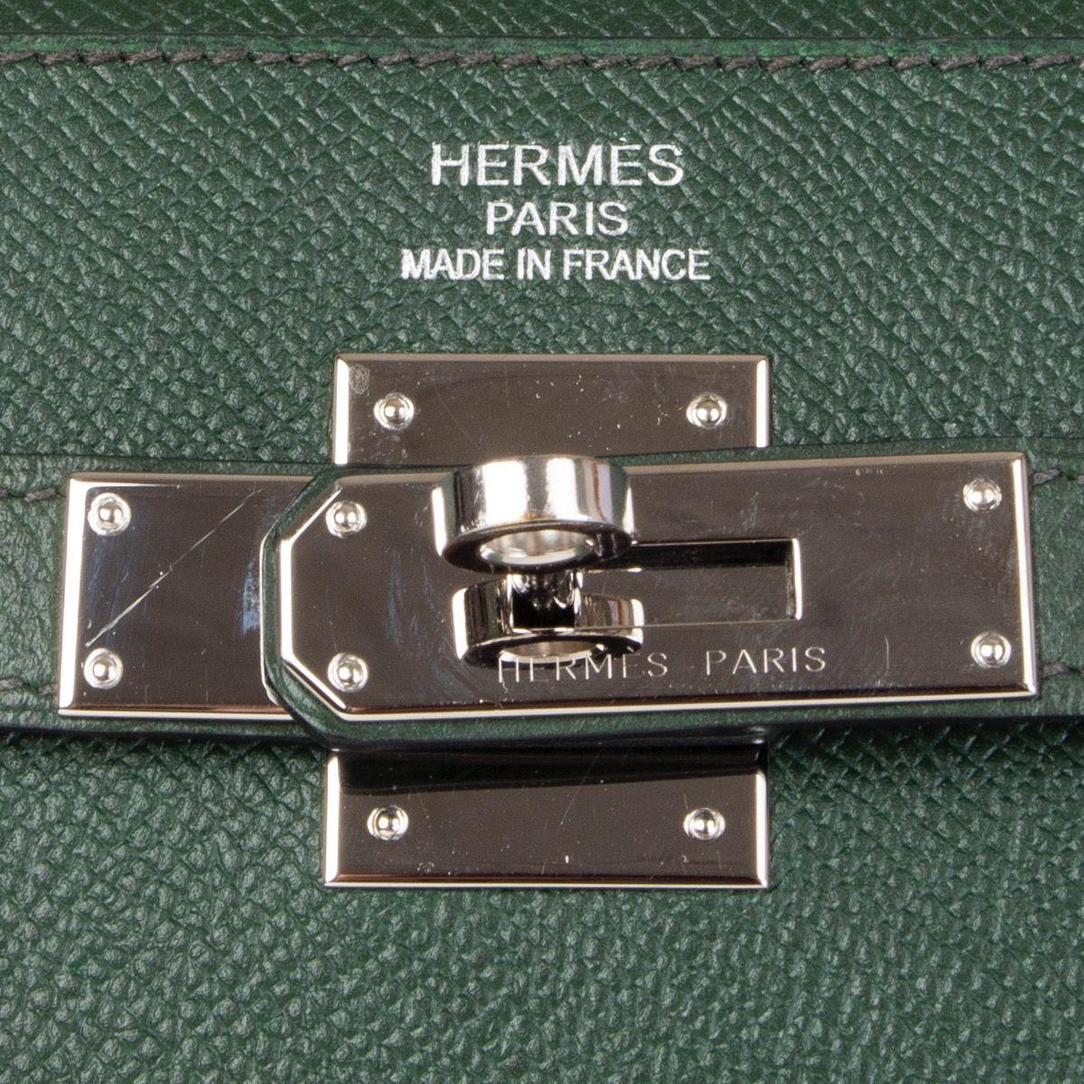 HERMES Vert Anglais green Epsom leather & Palladium KELLY 35 Sellier Bag 1