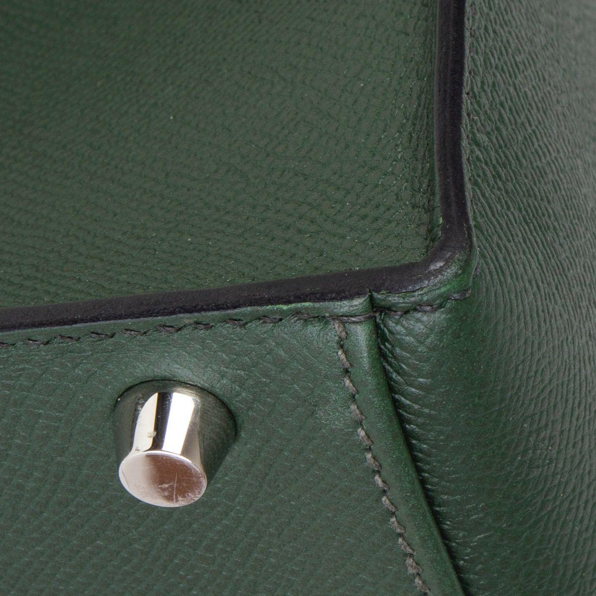 HERMES Vert Anglais green Epsom leather & Palladium KELLY 35 Sellier Bag 4