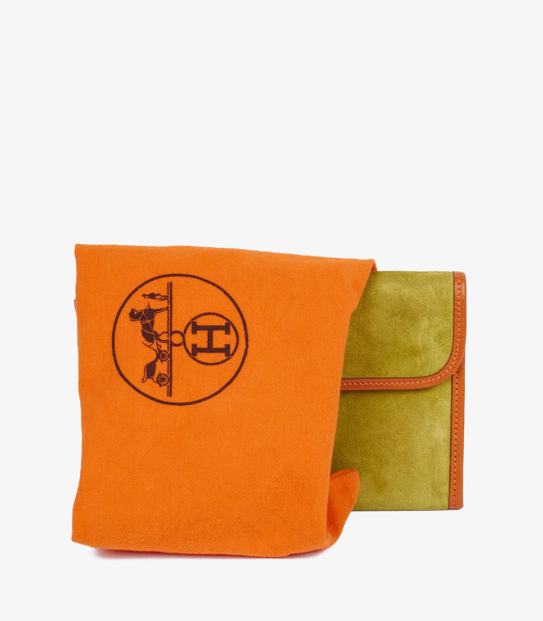Hermès Vert Anis Doblis & Orange Chevre Leder Mini Jige im Angebot 9