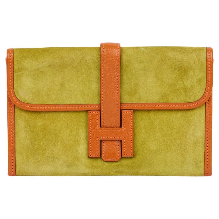 HERMES Yellow Epsom Leather Oversized 'Jige' H Clutch 1997 at 1stDibs