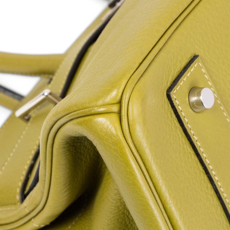 HERMES Vert Anis green Clemence leather JPG SHOULDER BIRKIN Bag Palladium For Sale 5