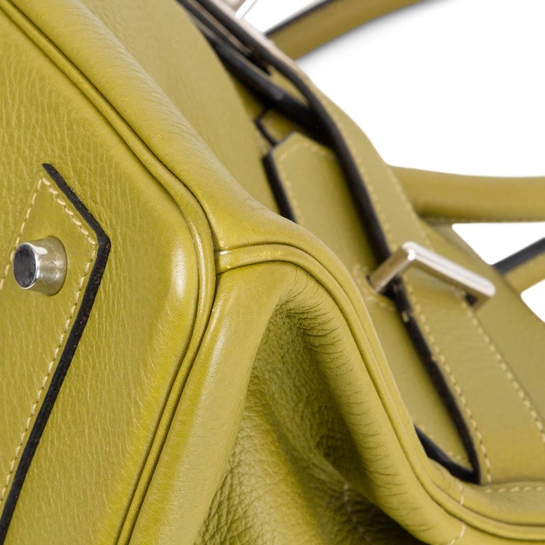 HERMES Vert Anis green Clemence leather JPG SHOULDER BIRKIN Bag Palladium For Sale 6