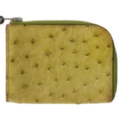 HERMES Vert Anis green OSTRICH Zip Wallet