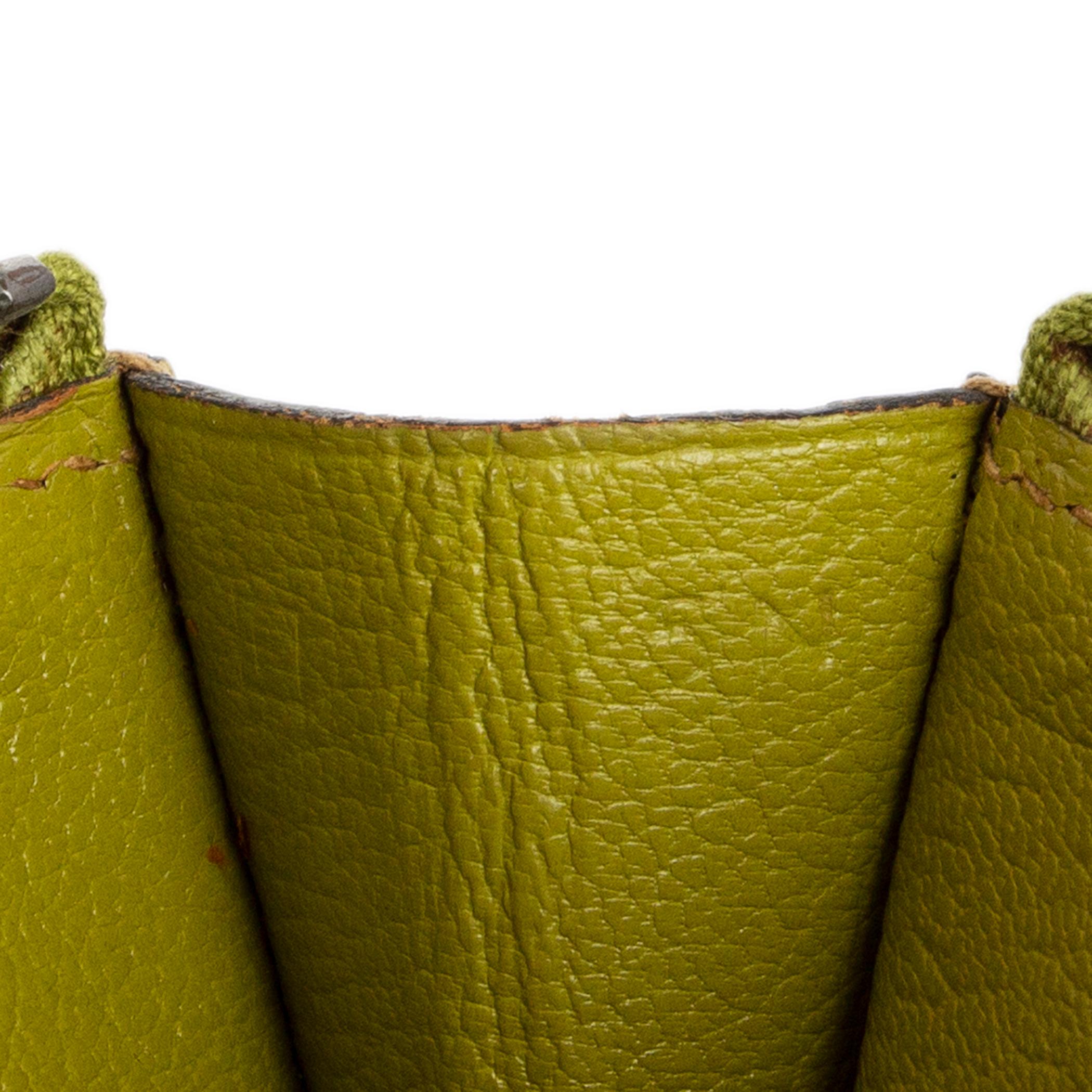 Brown HERMES Vert Anis green OSTRICH Zip Wallet For Sale