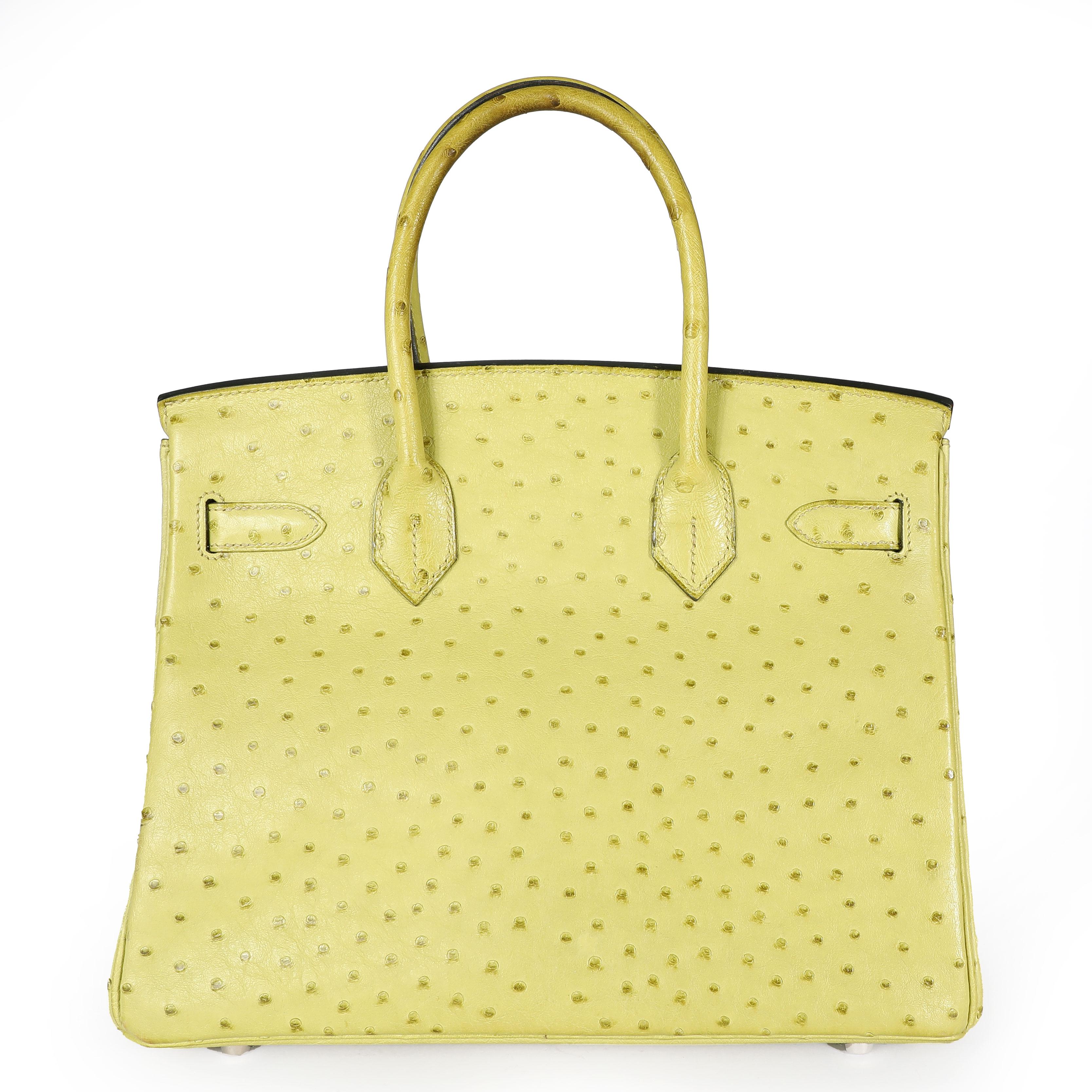 Hermès Vert Anis Ostrich Birkin 30 PHW
SKU: 108517

The holy grail of handbags: the Hermès Birkin. First introduced in 1984, the Birkin is crafted entirely by hand over the course of 18 hours. Highly covetable and collectible, this bag is featured