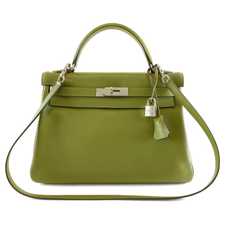 Hermès Vert Anis Swift Leather 32 cm Kelly Bag at 1stDibs