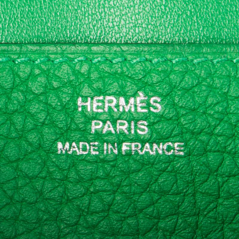 Men's HERMES Vert Bamboo green Togo leather DOGON RECTO-VERSO Wallet
