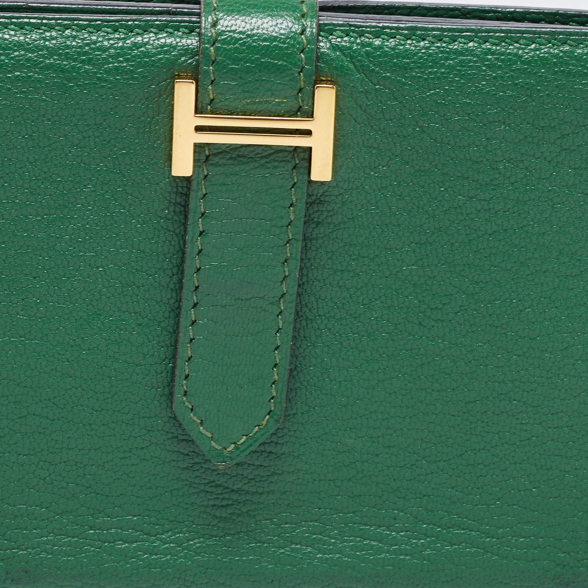 Hermés Vert Bengal Chevre Leather Bearn Gusset Wallet 1