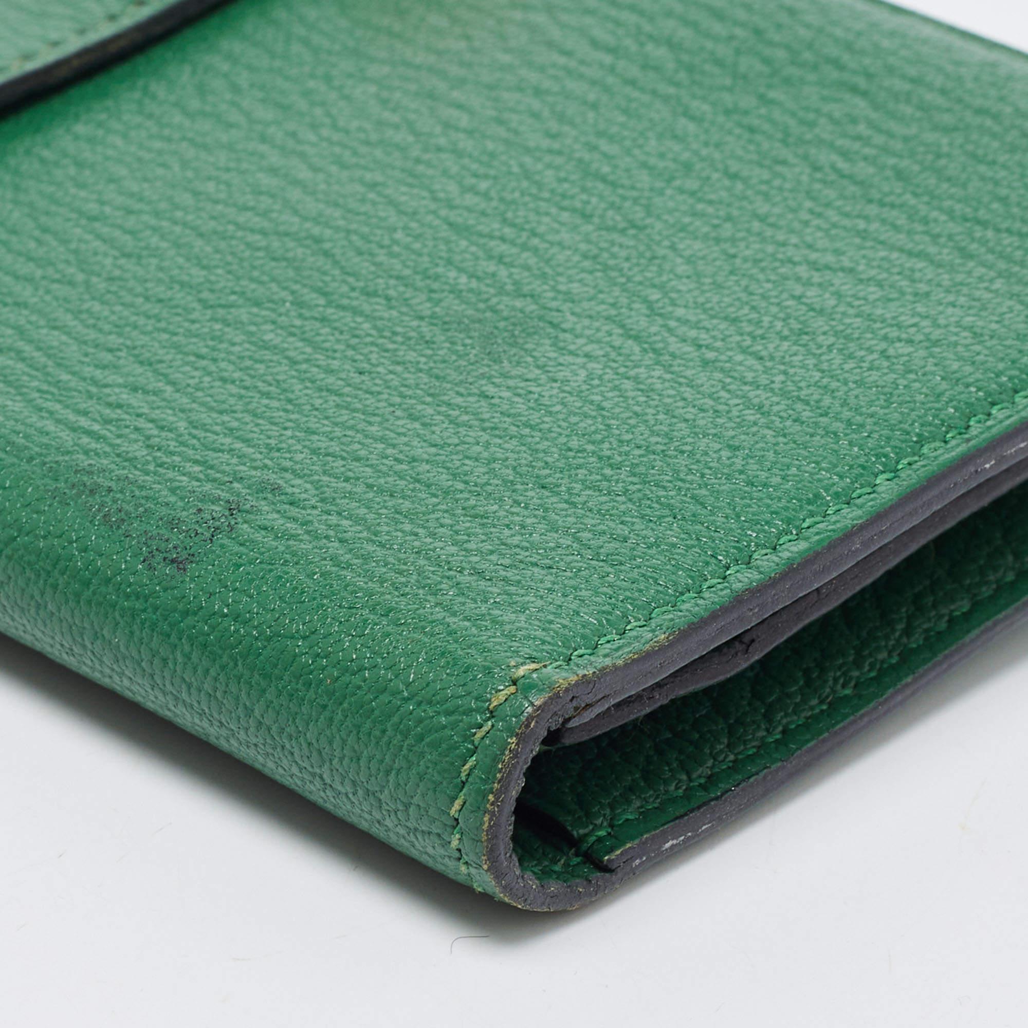 Hermés Vert Bengal Chevre Leather Bearn Gusset Wallet 2