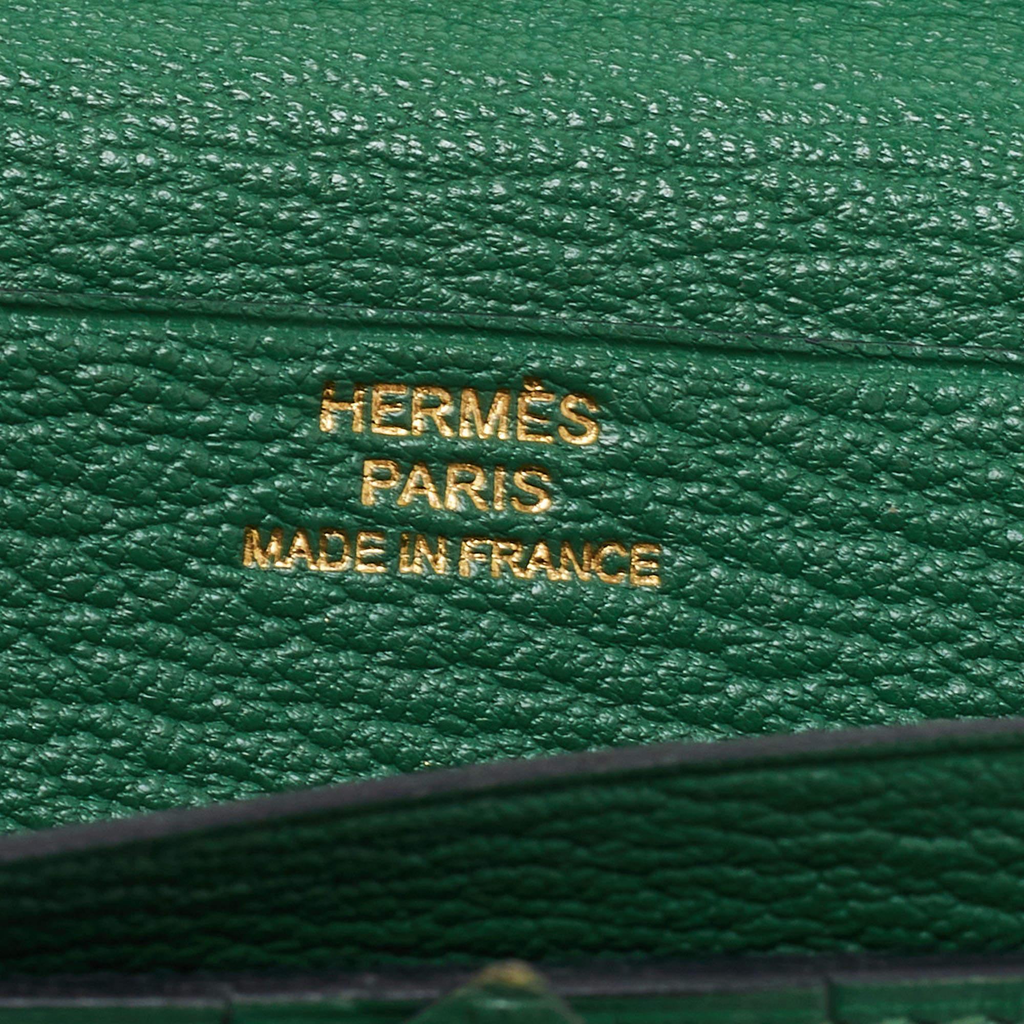 Hermés Vert Bengal Chevre Leather Bearn Gusset Wallet 3