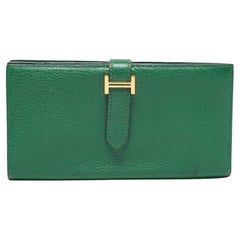 Hermés Vert Bengal Chevre Leather Bearn Gusset Wallet