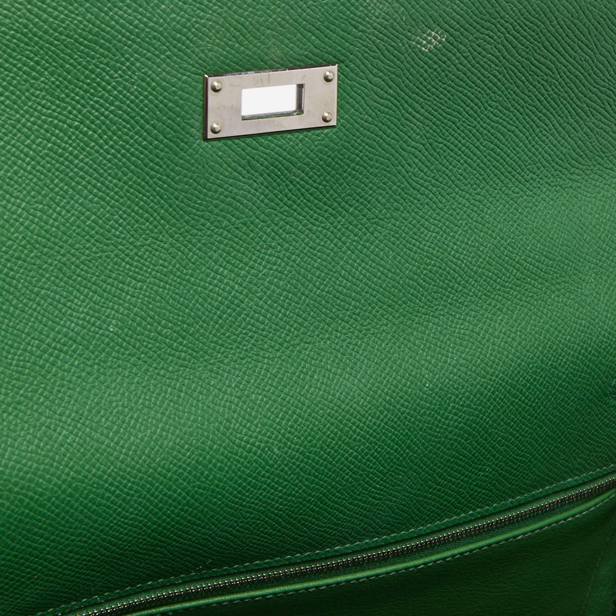 Hermes Vert Bengal Epsom Leather Palladium Finish Kelly Retourne 35 Bag 7