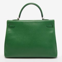Hermes Vert Bengal Epsom Leather Palladium Finish Kelly Retourne 35 Bag