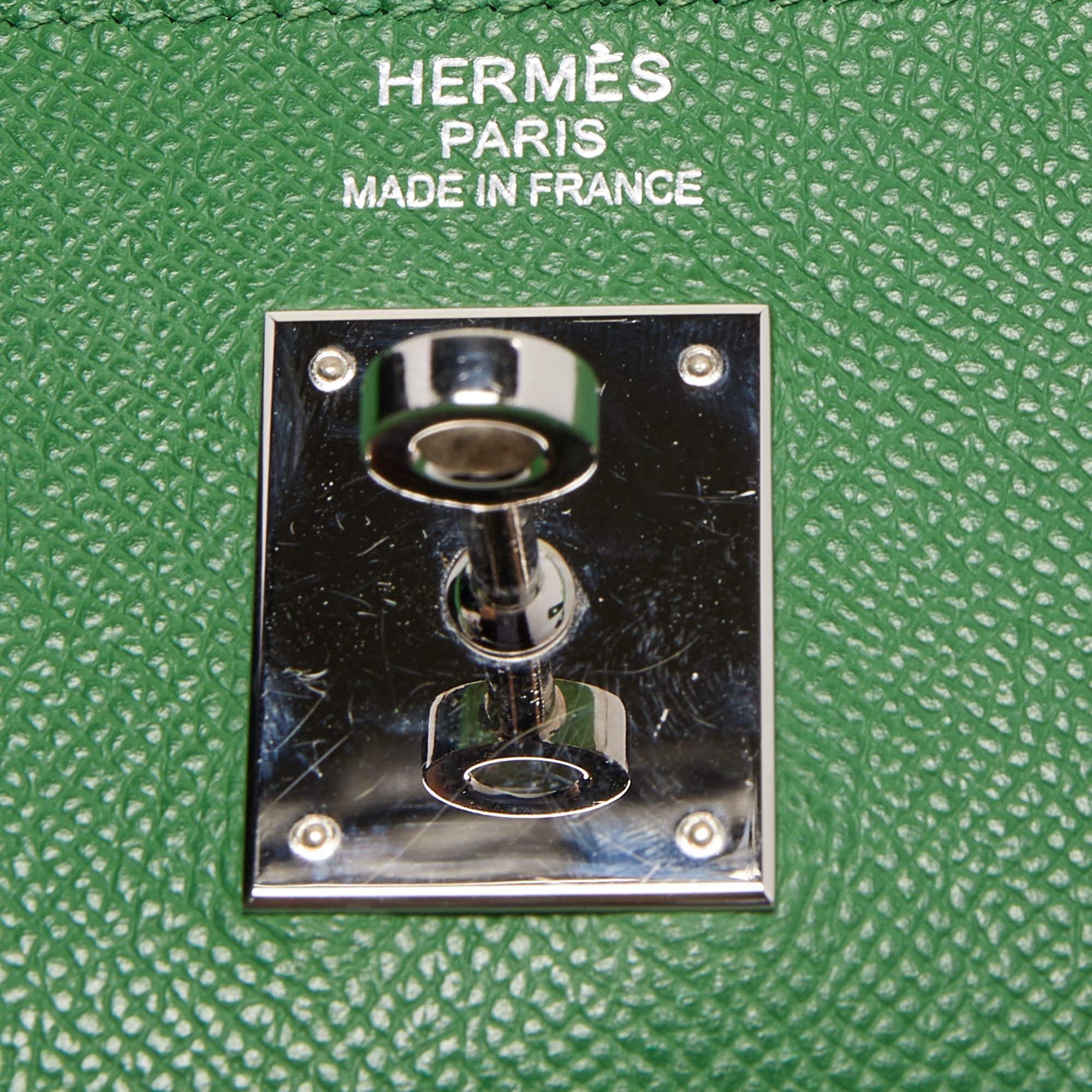 Hermes Vert Bengal Epsom Leather Palladium Finish Kelly Retourne 35 Bag 3