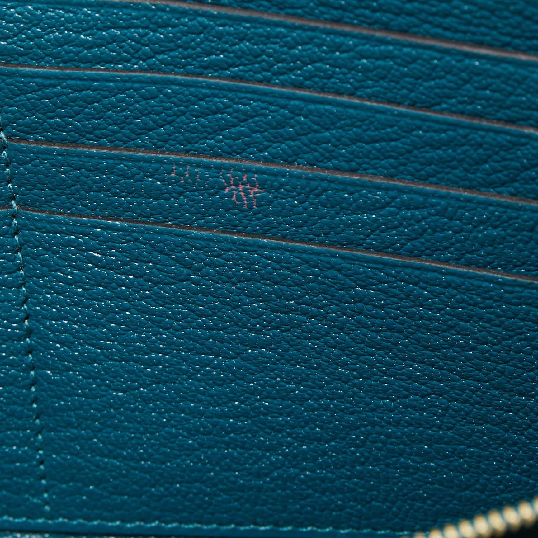 Hermes Vert Bosphore Chevre Leather Kelly Classic Wallet 6