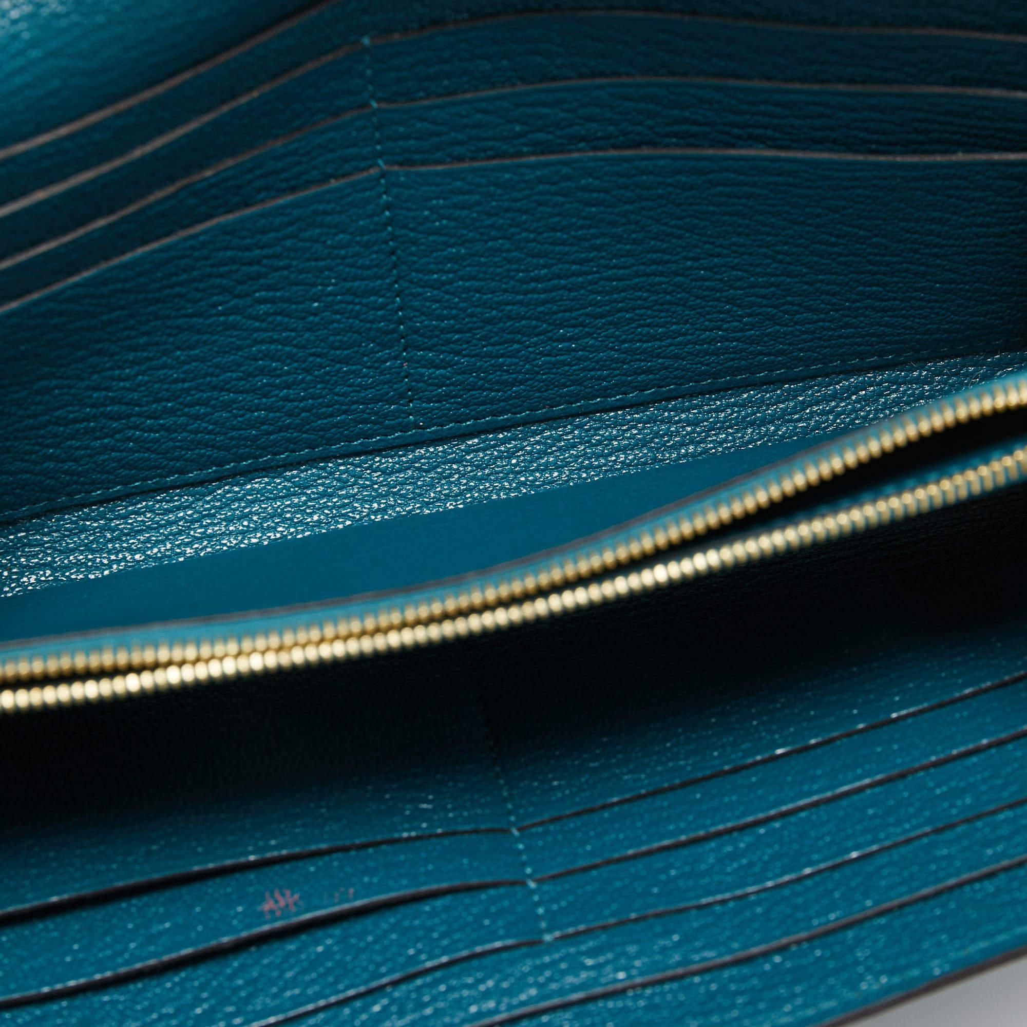 Hermes Vert Bosphore Chevre Leather Kelly Classic Wallet 7