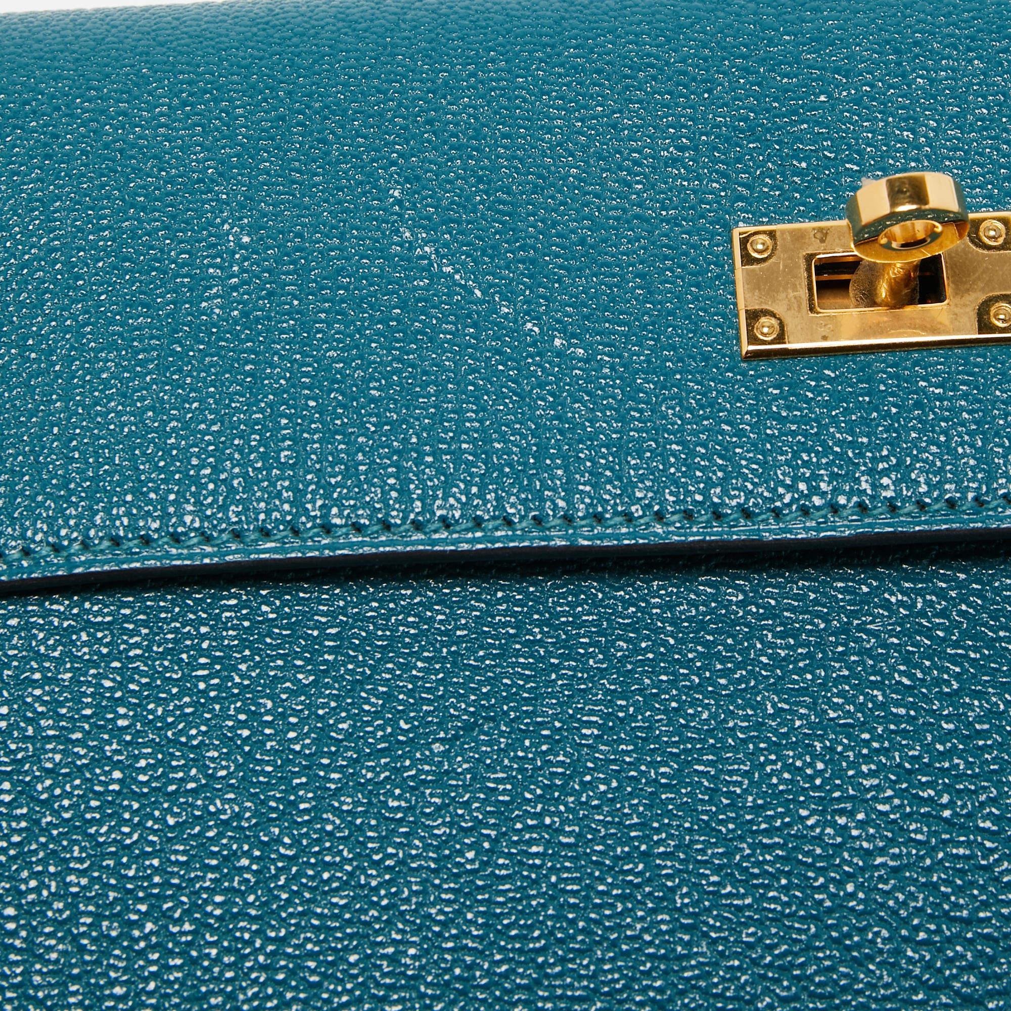 Women's Hermes Vert Bosphore Chevre Leather Kelly Classic Wallet