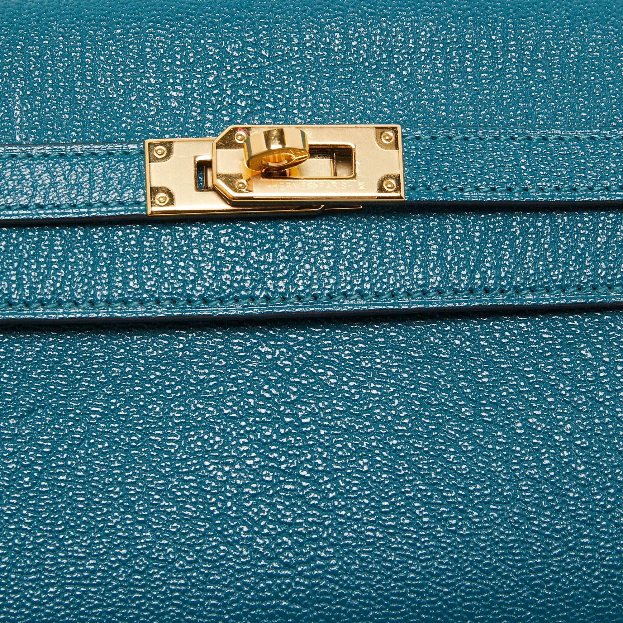 Hermes Vert Bosphore Chevre Leather Kelly Classic Wallet 1