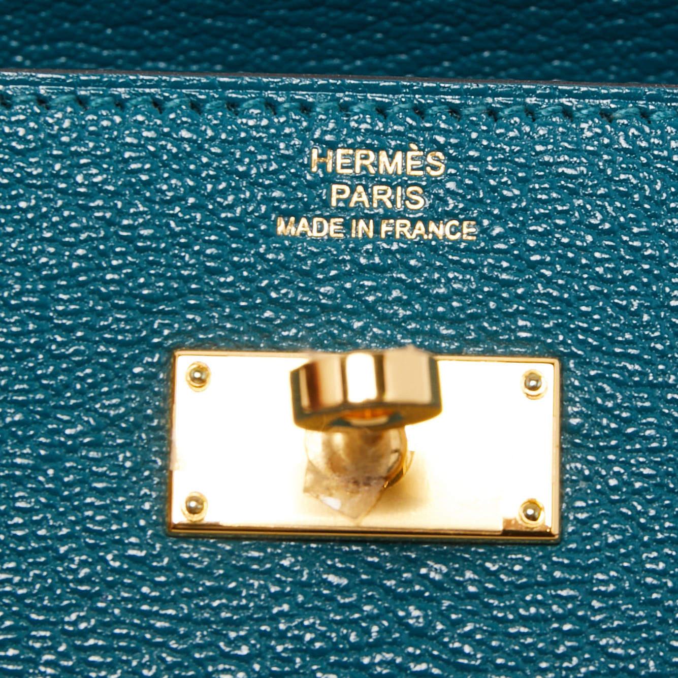 Hermes Vert Bosphore Chevre Leather Kelly Classic Wallet 4