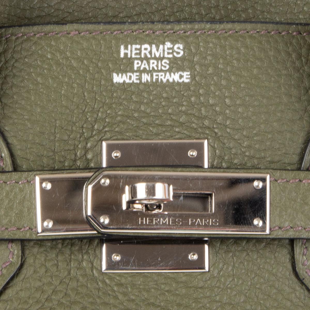 HERMES Vert Bronze green Clemence leather BIRKIN 35 Bag 5