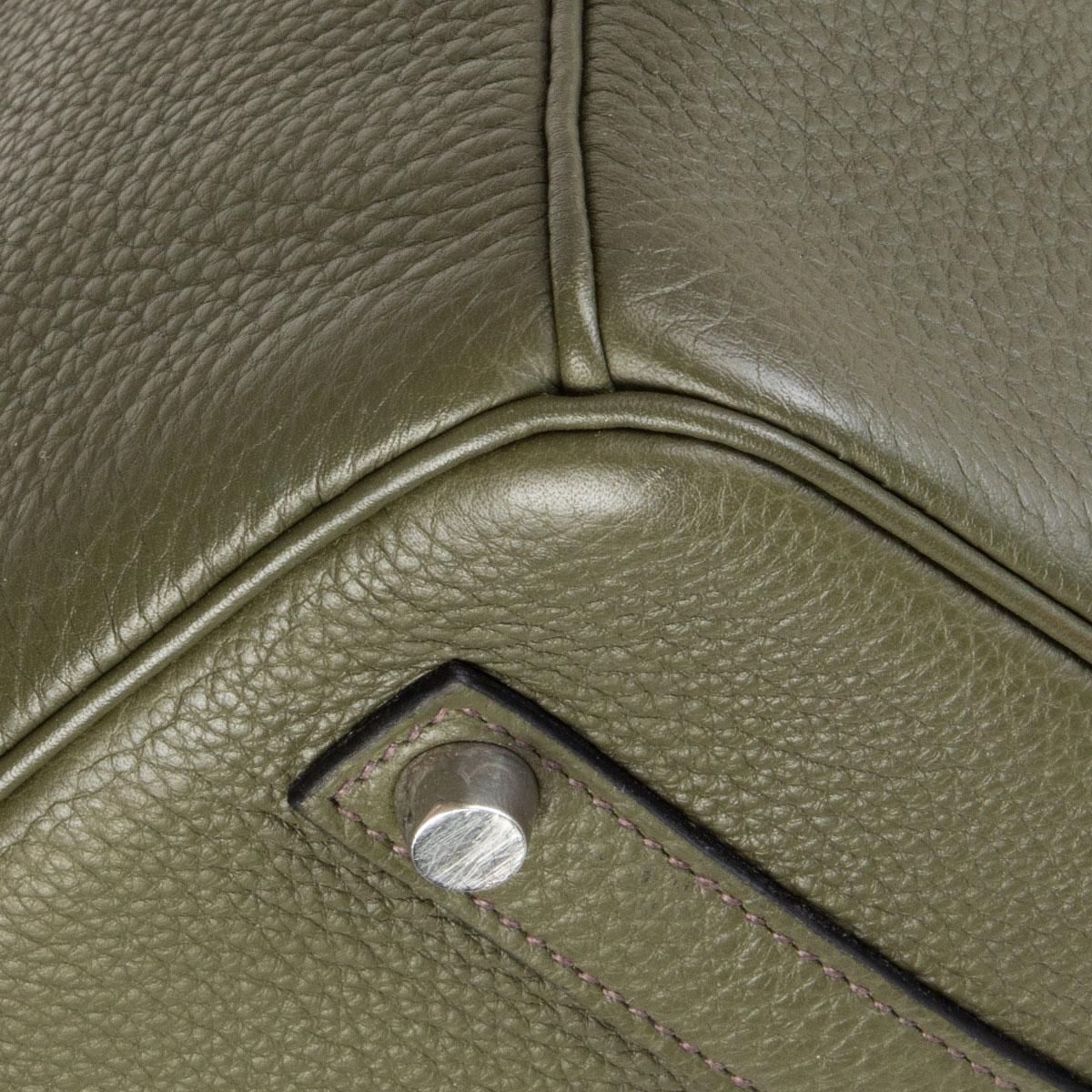 HERMES Vert Bronze green Clemence leather BIRKIN 35 Bag In Excellent Condition In Zürich, CH